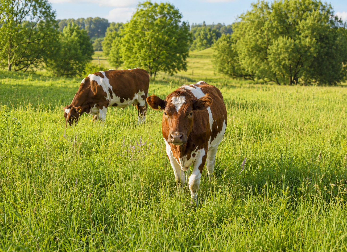 Two cows in a meadow